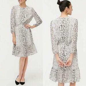 J Crew Cinched Waist Snakeskin Print Dress size Small